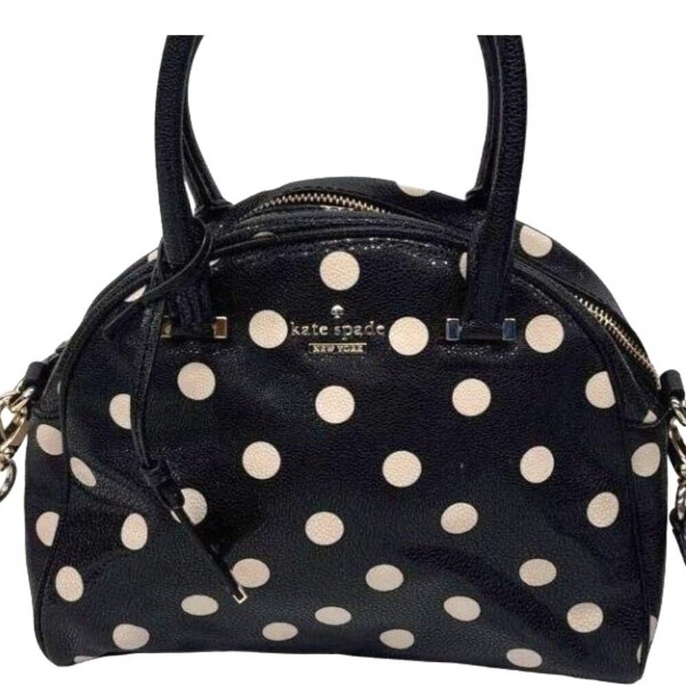Kate Spade New York Black & Light‎ Pink Polka Dot Leather Crossbody Handbag